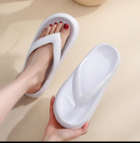 Sohiwoo Summer Thong Flip Flops Slippers Outdoor Beach Sandals  EVA Casual Flat Platform Comfy Shoes Women Couple Thick Soled 4cm