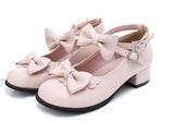 Sohiwoo Japanese sweet lolita shoes round head thick heel cute bowknot one-word buckle kawaii shoes cosplay princess women shoes loli