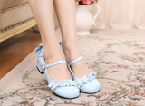 Sohiwoo Lolita shoes sweet princess daily japanese  middle heel vintage lace bowknot palace kawaii shoes cosplay loli women shoes