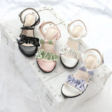 Sohiwoo Lolita sandals female fairy tea party summer thick heels student shoes  shallow mouth kawaii shoes cosplay loli daily shoes