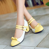 Sohiwoo Japanese Sweet Lolita Women's Shoes Round Head Heel Student Bow Shoes thick heel women shoes cosplay loli Sweet lolita shoes