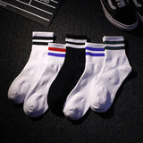 Sohiwoo Cotton Socks Fashion White Black Vintage Short Sports Sock Men Casual Streetwear Short Soks For Man Girl Cool Tube Socks