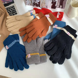 Sohiwoo Unisex Touchscreen Outdoor Winter Gloves Cute Women Fingerless Woolen Knit Thick Warm Men Riding Hiking Cold Full Finger Gloves