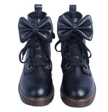 Sohiwoo Vintage Round Head Lacing Women Martin Boots Cute Bowknot College Style Kawaii Shoes Cos England Style Sweet Lolita Shoes