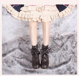 Sohiwoo Vintage Round Head Lacing Women Martin Boots Cute Bowknot College Style Kawaii Shoes Cos England Style Sweet Lolita Shoes