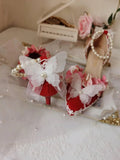 Sohiwoo Lolita red flower feast French palace vintage Chinese style high heels kawaii shoes cosplay loli women shoes princess kawaii