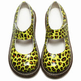 Sohiwoo Kawaii girl Lolita cute big shoes Leopard printing  Flat Platform Shoes college style round head soft sister lovely princess cos