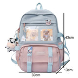 Sohiwoo New Waterproof Nylon Women Backpack Female Kawaii Travel Bag College Girls Men Multi-pocket Schoolbag Laptop Backpack Book Bags