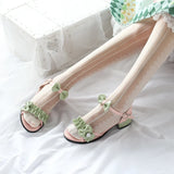 Sohiwoo Lolita sandals female fairy tea party summer thick heels student shoes  shallow mouth kawaii shoes cosplay loli daily shoes