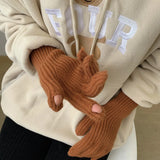 Sohiwoo Unisex Touchscreen Outdoor Winter Gloves Cute Women Fingerless Woolen Knit Thick Warm Men Riding Hiking Cold Full Finger Gloves