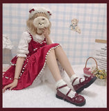 Sohiwoo Lolita shoes cute round head platform anime women's shoes lace ruffle bowknot gothic shoes kawaii girl loli cos