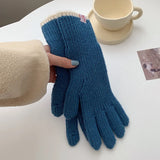 Sohiwoo Unisex Touchscreen Outdoor Winter Gloves Cute Women Fingerless Woolen Knit Thick Warm Men Riding Hiking Cold Full Finger Gloves