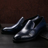 Sohiwoo Men leather shoes business dress suit shoes men brand Bullock genuine leather black slipon  wedding mens shoes Phenkang
