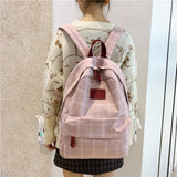 Sohiwoo Fashion Girl College School Bag Casual New Simple Women Backpack Striped Book Packbags for Teenage Travel Shoulder Bag Rucksack