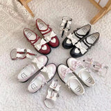 Sohiwoo Sweet princess lolita shoes vintage round head comfortable women shoes cute bowknot love kawaii shoes loli cosplay