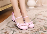 Sohiwoo Lolita shoes sweet princess daily japanese  middle heel vintage lace bowknot palace kawaii shoes cosplay loli women shoes