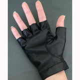 Sohiwoo 1Pair Women Punk Short PU Leather Gloves Half Finger Fingerless Hip-Hop Driving Motorcycle Unisex Men Handsome Black Gloves