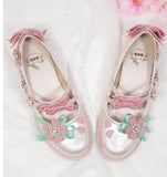 Sohiwoo vintage round head double-breasted women shoes cute bowknot kawaii girl kawaii shoes loli cosplay Sweet princess lolita shoes