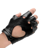 Sohiwoo 1Pair Women Punk Short PU Leather Gloves Half Finger Fingerless Hip-Hop Driving Motorcycle Unisex Men Handsome Black Gloves