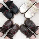 Sohiwoo Sweet Student Lolita Shoes Cute Lace Bowknot Kawaii Shoes College Style Vintage Round Head Comfortable Women Shoes Loli Cosplay