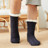 Sohiwoo Men Winter Thickened Knitted Floor Socks Woven Thermal Cashmere Women's Carpet Home Plus Velvet Sleep Socks Slippers Leg Cover