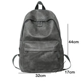 Sohiwoo Bag School Ladies Travel Backpack Bag Color Laptop Leather Unisex Pu Quality Capacity Bag Solid Large Female Anti-Theft