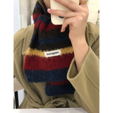 Sohiwoo Winter Striped Knitted Scarves For Women&Men Scarf Shawl Autumn Winter Warm Wraps Scarf Female Neck Scarf Shawls Unisex Scarves