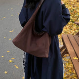 Sohiwoo Large Capacity Simple Solid Color Casual Suede Shoulder Bags 2024 High Quality Commute Autumn and Winter Women's Crossbody Bags