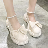 Sohiwoo Women Thick Platform Mary Janes Lolita Shoes Party Pumps Summer New Sandals Bow Chain Mujer Shoes Fashion Oxford Zapatos