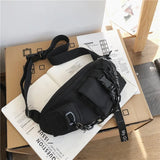 Sohiwoo Plastic One Chain Shoulder Women Harajuku Hip Casual Bags Tactical Crossbody Hop  Bag Street Men With Techwear