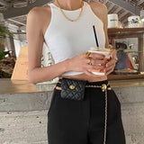 Sohiwoo Women Mini Bags  Luxury Chain Hasp Small Square Bag Coin Purse and Handbags Ringer Leather Crossbody Bag Waist Pack Designer