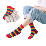 Sohiwoo Striped Novelty Socks for Girls, Red, Pink, Rainbow Color, Novelty, Young Art, Funny Hipster, Street Dance Gift