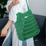 Sohiwoo Handwoven hollow pattern women's shoulder bag handbag is fresh, cool, simple, elegant, lightweight and easy to use