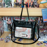 Sohiwoo Designer Women Ita Bags Subculture Harajuku Solid PU Large Capacity Commute Bolso Mujer Y2K Students Crossbody Tote Bag