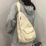 Sohiwoo Fashion Canvas Women Chest Bag Women Shoulder Messenger Bag Unisex College Student Crossbody Bag Multi Pocket Casual Female Bag