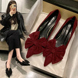 Sohiwoo Spring Design Butterfly-knot Woman Pumps Pointed Toe Thin Heels Elegant Party Female Shoes Zapatos De Mujer