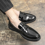 Sohiwoo  Platform Shoes Loafers Original Men Patent Leather Wedding Shoes Black Formal Business Luxury Slip-on Casual Leather Shoes