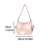 Sohiwoo Women Crossbody Bag Korean Y2k Style Star Shoulder Bags Ins Large Capacity Handbags Portable Casual Storage Bags