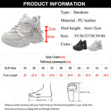 Sohiwoo 2024 Hidden Heels Women's Sneakers Spring Lace-Up Thick Bottom Vulcanized Shoes Woman Height Increasing Platform Sneaker Shoes