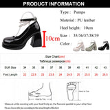 Sohiwoo Pearl Ankle Strap Platform Pumps Women New Patent Leather High Heels Mary Janes Woman Elegant Chunky Heeled Party Shoes