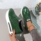 Sohiwoo Fashion Green Platform Sneakers Women 2024 Spring Hidden Heels Sports Shoes Woman Thick Sole Non-Slip Pu Leather Loafers Shoes