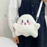 Sohiwoo Cute Ghost Kawaii Cartoon Funny Canvas Bag Plush Bag Fashion Casual All Match Messenger Bag Shoulder Bags Women Bag Purse