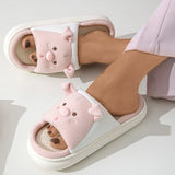 Sohiwoo Cute Cartoon Pig Hemp Slippers Women 2024 Winter Comfort Soft Sole Funny Cotton Slippers Woman Non Slip Flat Heels House Shoes