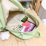 Sohiwoo Female Travel Waterproof Book Bags Fashion Ladies Cute Trendy Women College Student Backpack Girl Boys Kawaii Nylon School Bag