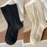 Sohiwoo Winter Warm Women Socks Thicken Cashmere Wool Socks Girls Fashion Korean Harajuku Knitted Rhombus Pattern Thermal Long Socks