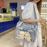 Sohiwoo Summer Solid See Through Ita Bags Female Fashion Kawaii Japanese Style JK Uniform Women's Bag Trend Shoppers