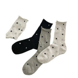 Sohiwoo Women's Socks Spring Summer Breathable Thin Polka Dot Sock Mid-tube Sock Mesh Sock Roll Edge Pure Cotton Pile Stocking