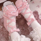 Sohiwoo Sweet Girls Lolita Cute Rabbit Ears Platform Shoes Cute Bowknot Monk Alice Flat Elevator Shoes Mary Janes