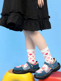 Sohiwoo Patchwork Big Toe Kawaii Lolita Shoes Cute Thick Bottom Mary Jane Platform Wedge Fashion Casual Sweet Women's Shoes