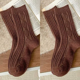 Sohiwoo Winter Warm Women Socks Thicken Cashmere Wool Socks Girls Fashion Korean Harajuku Knitted Rhombus Pattern Thermal Long Socks